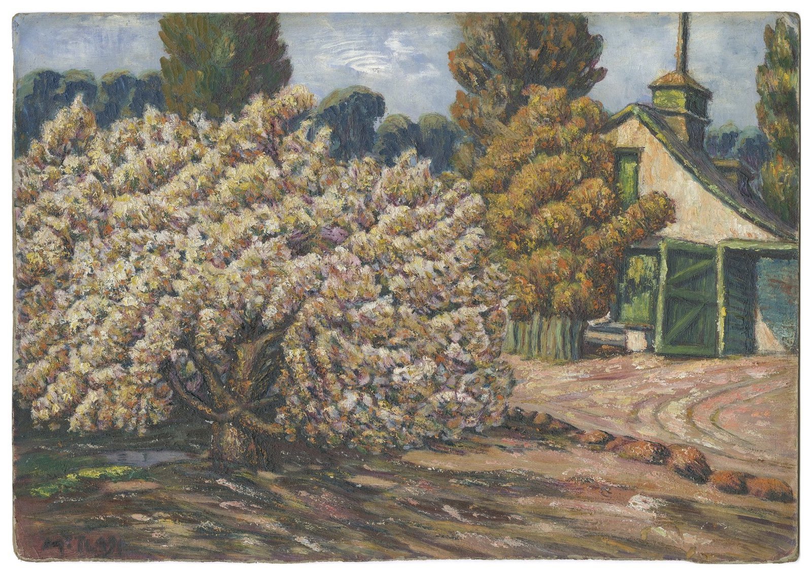 Moses Tladi - Cherry Tree and Old Carriage House at Lokshoek - Exclusive limited edition print available for auction